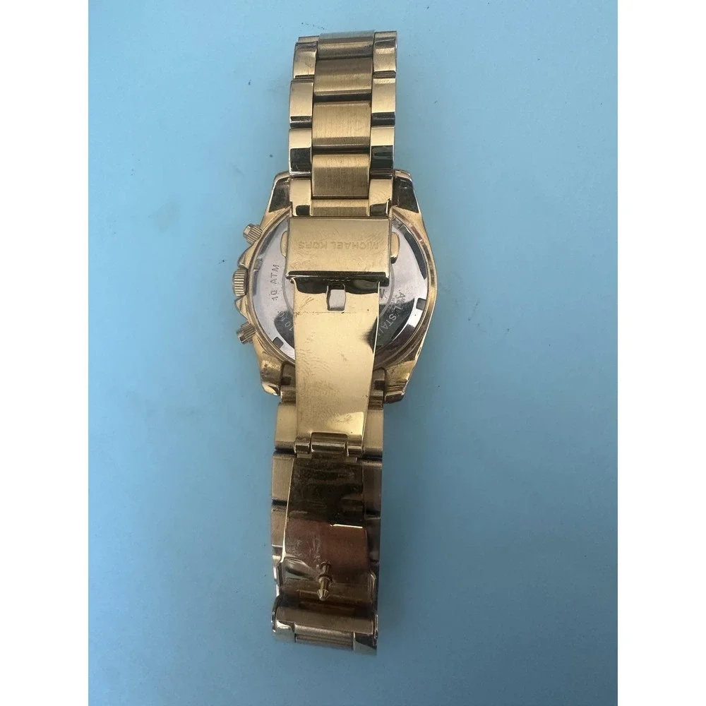 Michael Kors Watch Womens Gold Tone Chronograph Crystal Bezel‎ MK-5166 10ATM